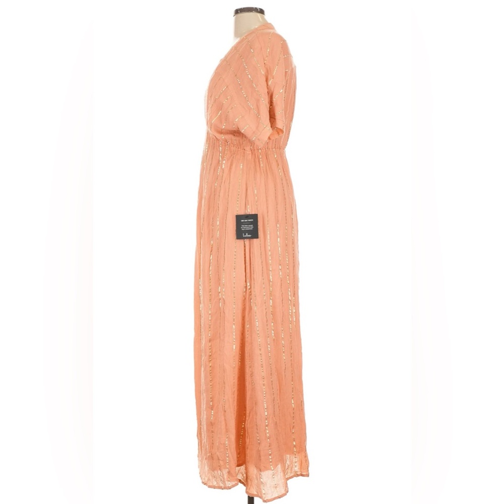 NWT Lulus Goddess Vibes Rusty Rose Gold Striped Dolman Sleeve Maxi Dress | Large - Picture 6 of 9